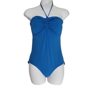 Sunn Lab Swim Blue Halter Tie Ruche One-Piece Sz M